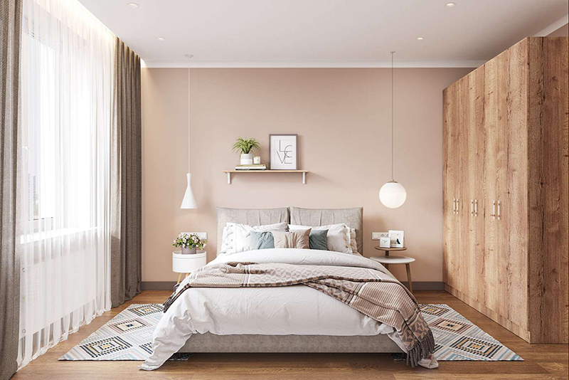 Phòng ngủ có cách trang trí đơn giản, tạo sự thông thoáng, rộng rãi cho không gian sinh hoạt