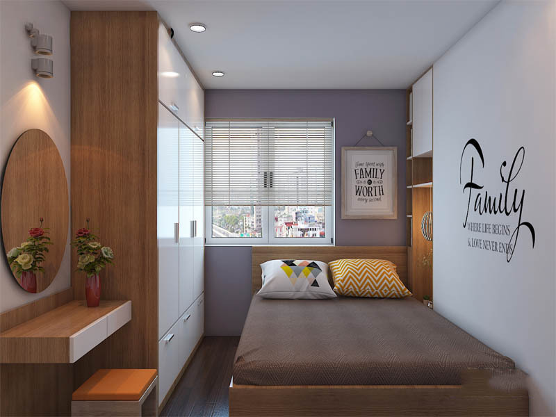Mẫu thiết kế phòng ngủ 8m2 đầy đủ tiện nghi với tông màu trầm ấm cúng