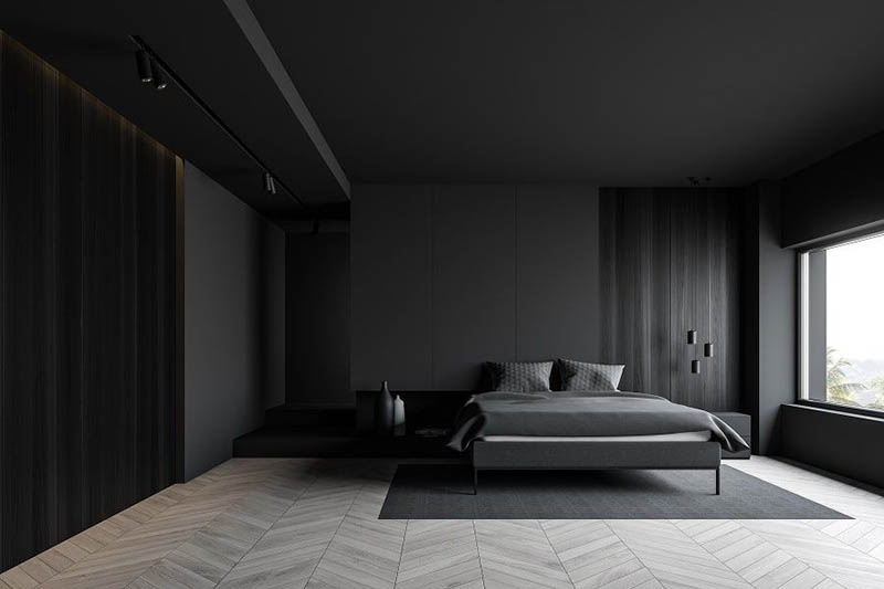 Phòng ngủ màu đen phong cách tối giản