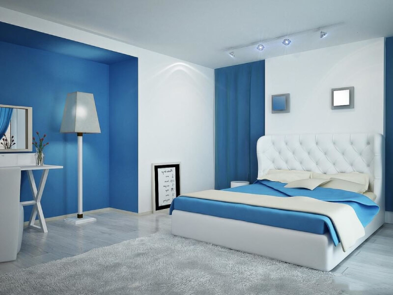 Phòng ngủ màu xanh lam đậm